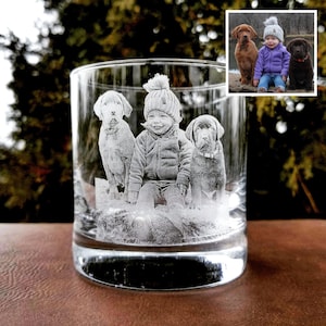 Etched Rocks Glasses |Whiskey glass, picture on glass, family photo, etched glass, personalized glass, gifts for her, gifts for him