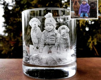 Etched Rocks Glasses |whiskey Glass, Picture on Glass, Family
