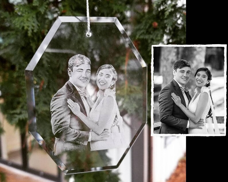 Pet Portrait Ornament | pet lover, pet memorial, memorial gift, engraved glass photo, etched picture, personalized gift, dog lover afbeelding 5