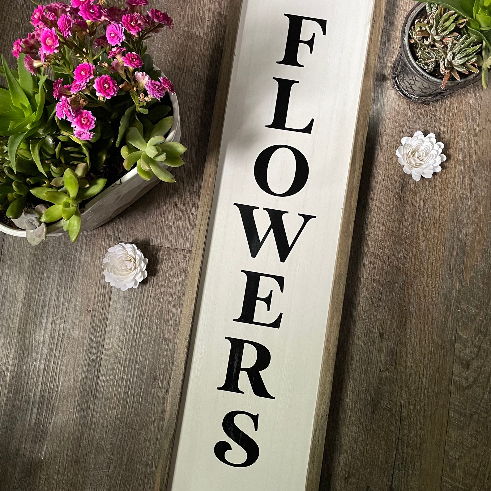 Rustic wooden Flowers sign Indoor Outdoor wood sign Etsy
