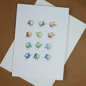 Biglietto di auguri con dodici uccelli