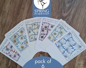 Paquete de seis postales A6 Flower Power multicolor