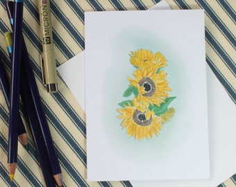 Tarjeta de felicitación con girasoles
