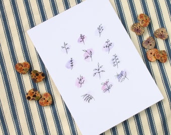 Tarjeta de felicitación con ramitas moradas