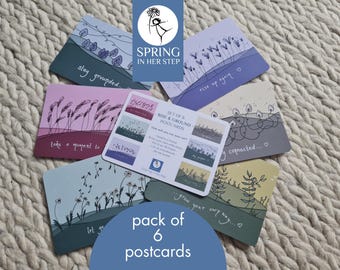 Paquete de seis postales A6 multicolores de Rise & Ground