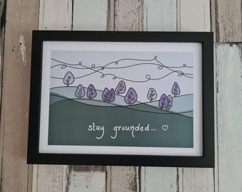 Mantente con los pies en la tierra (Green Stay Grounded) - Impresión A4