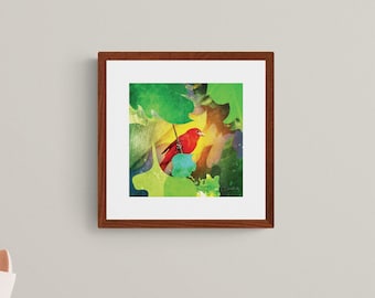 Summer Tanager - 10"x10" Giclee Fine Art Print