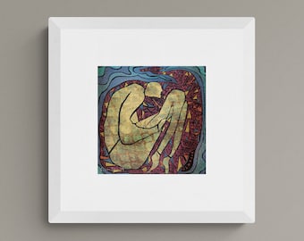 Jonah in the Whale / Yom Kippur (2) - 8x8 Giclee Fine Art Print