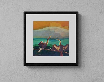 Anhinga - 10"x10" Giclee Fine Art Print