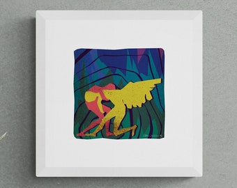 Torah Portion Vayishlach - 8x8 Giclee Fine Art Print - Jacob and the Angel