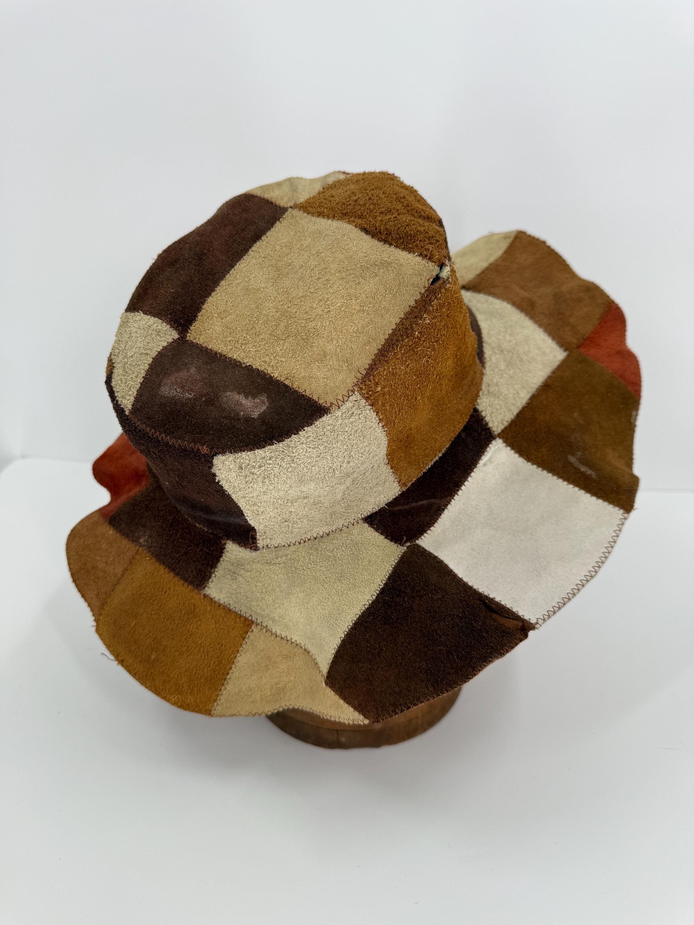 帽子 1970's vintage handmade patchwork hat Vintage Patchwork Suede Bucket Hat From the 1970s - Etsy