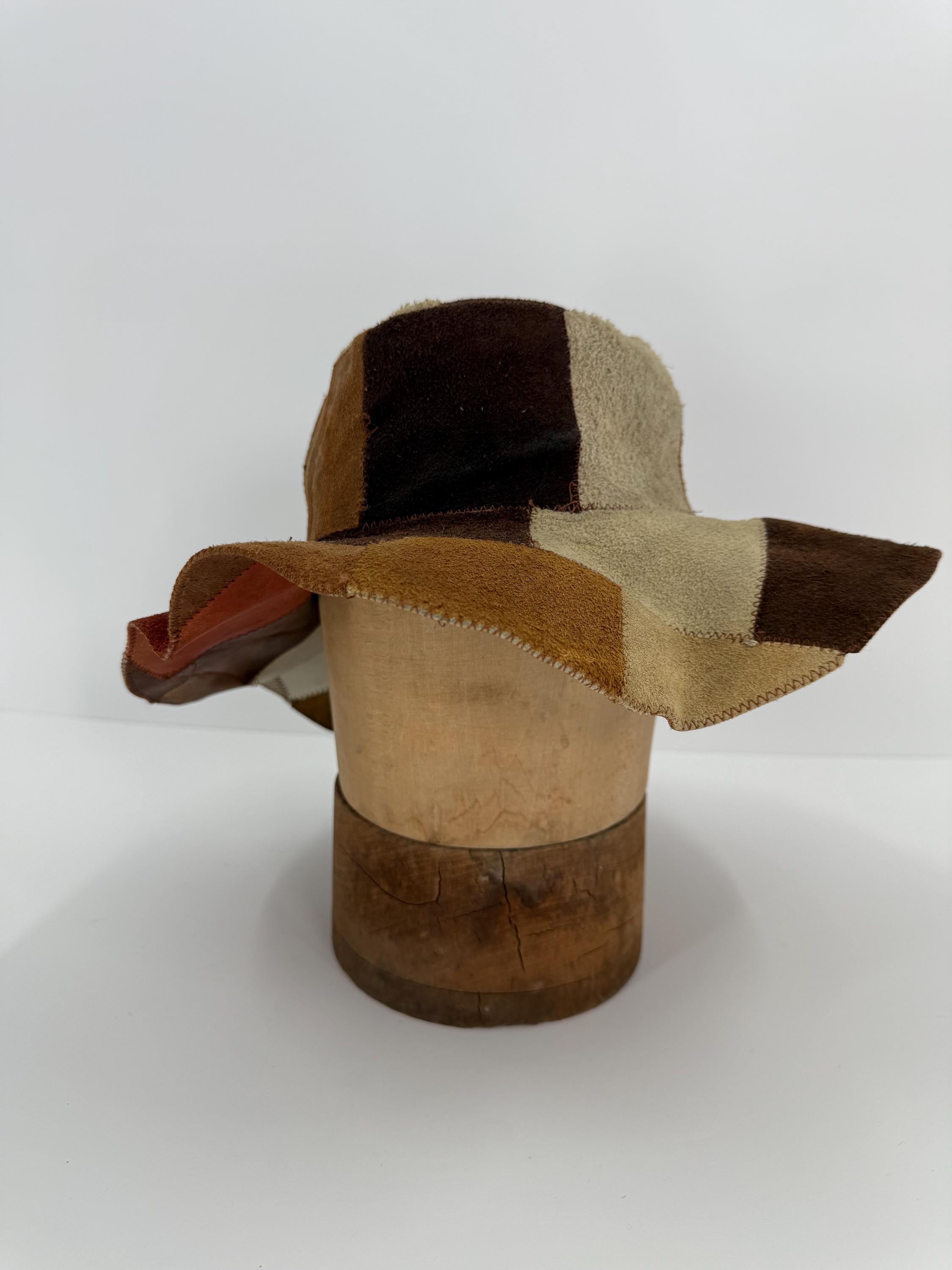 Vintage 60\'s REVERSIBLE Leather / Suede Handmade Bucket Hat Vintage Suede Leather Patchwork Bucket Hat Cap - Etsy Canada main image 4