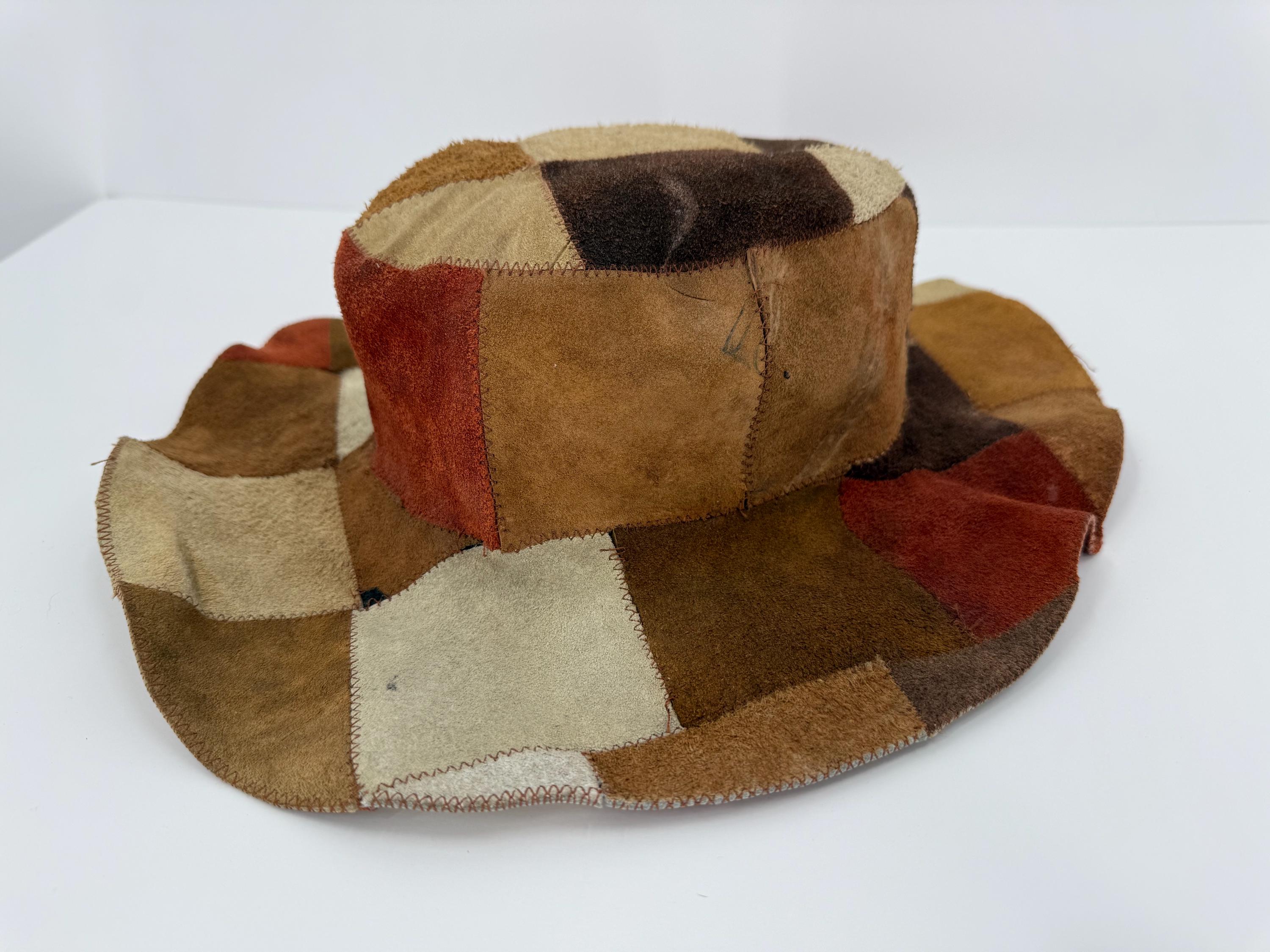 帽子 1970's vintage handmade patchwork hat Large / XL 70s Handmade Denim Patchwork Hat / Engineer