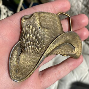 Vintage Brass &quot;Cowboy Hat&quot; Belt Buckle