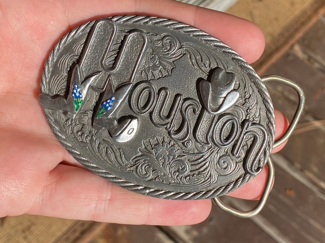 Vintage Houston Belt Buckle Designed by Barbara Huff Etsy