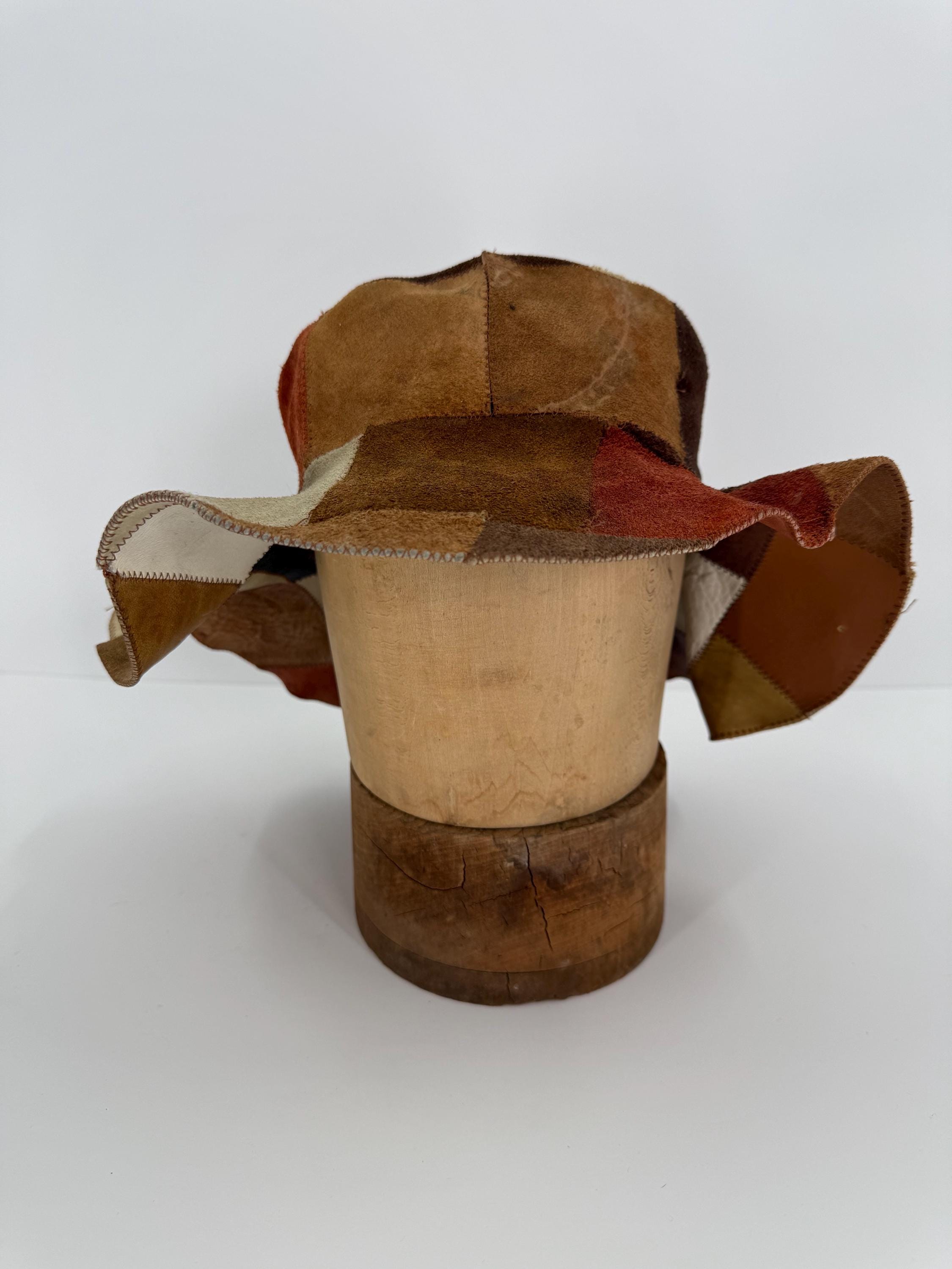 帽子 1970's vintage handmade patchwork hat Vintage Patchwork Suede Bucket Hat From the 1970s - Etsy