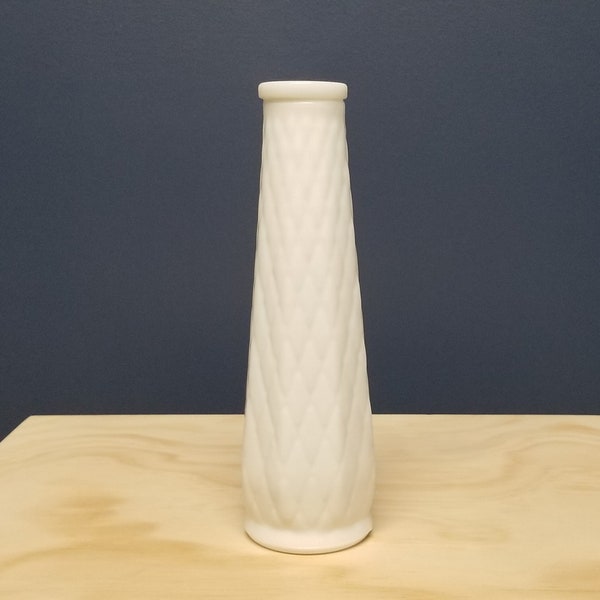 Vintage Milk Glass Vase with Diamond Pattern, EO Brody of Cleveland
