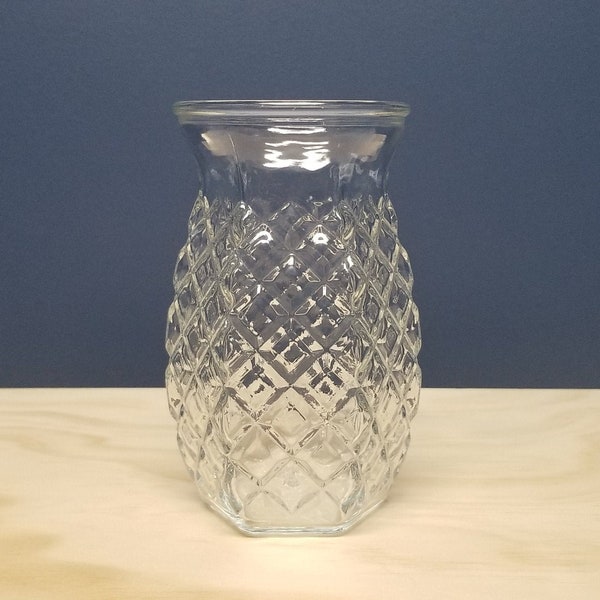 Vintage Geometric Glass Vase, Clear Glass Bud Vase