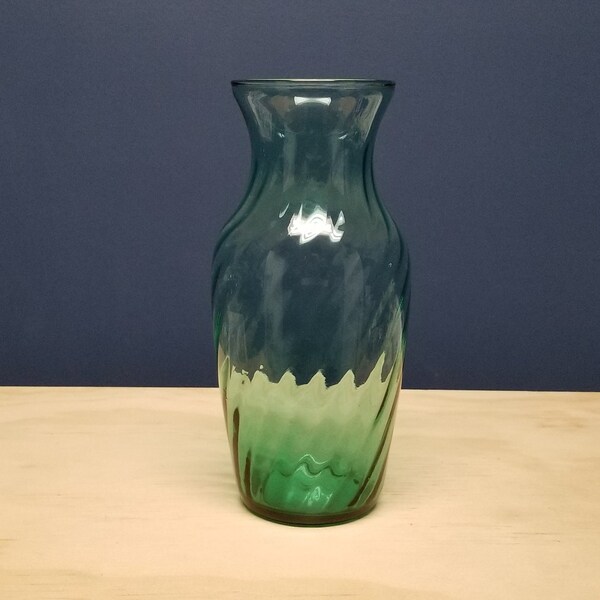 Vintage Green Glass Swirl Vase by Indiana Glass, Bud Vase, Flower Vase