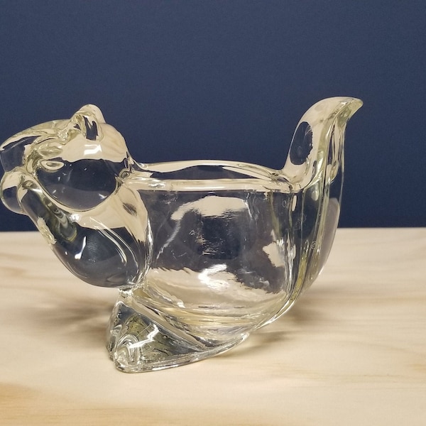 Vintage Glass Squirrel Candle Holder, Clear Glass Votive Candle Holder, Avon