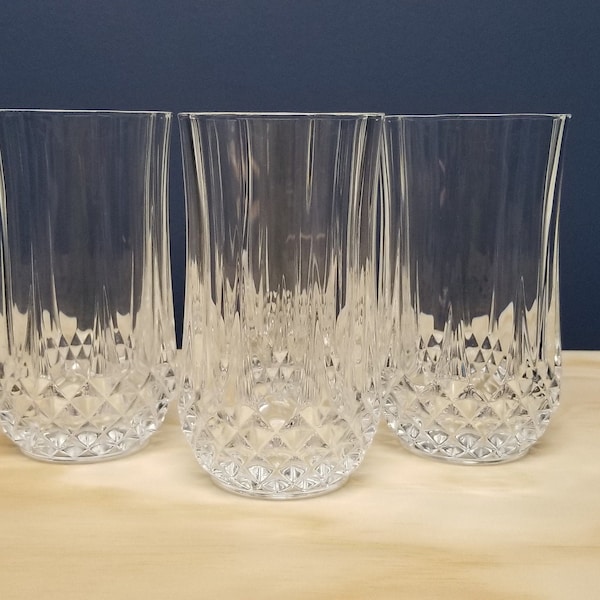 4 Vintage Crystal Tumblers Glasses by Cristal D'Arques in Longchamp Pattern