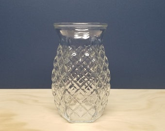 Vintage Geometric Glass Vase, Clear Glass Bud Vase