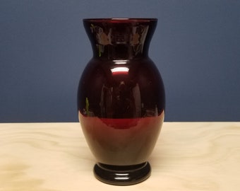 Vintage Ruby Red Glass Vase, Retro Bud Vase