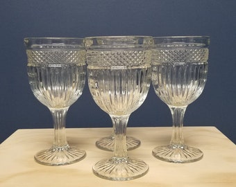 Vintage Libbey Radiant Glass Water Goblets, Set of 4