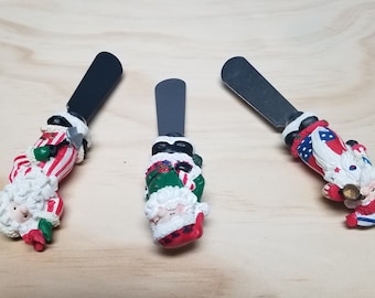 Vintage Santa Cheese/Butter Spreaders, Christmas Spreaders, Set of 3