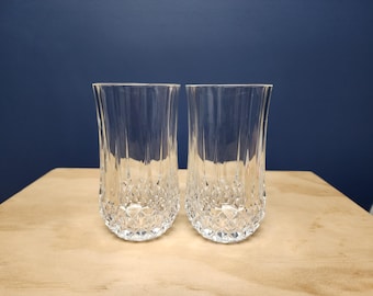 Vintage Crystal Tumblers Glasses by Cristal D'Arques in Longchamp Pattern, set of 2