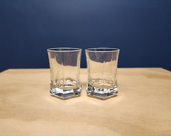 2 Crystal Shot Glasses, Italian, Bo rmioli Rocco, Vintage Barware