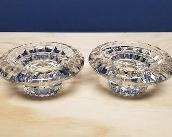 Vintage Crystal Candleholders for Taper Candles, Round, Faceted