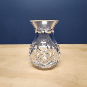 Vintage Crystal Bud Vase: Star & Diamond Pattern