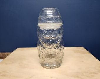Vintage Glass Santa Canister Cookie Jar, Retro Christmas Decor