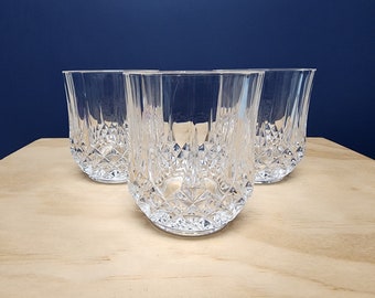 4 Vintage Crystal Tumblers Glasses by Cristal D'Arques in Longchamp Pattern