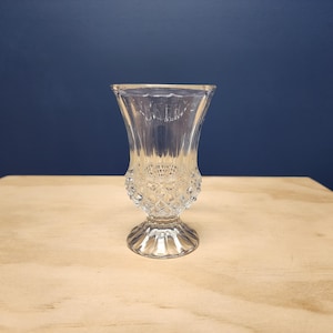 Vintage Crystal Bud Vase, Pedestal Flower Vase, Diamond Design