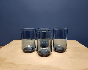 Vintage Juice Glasses, Set of 4 Blue Glasses for Tasting Glasses, 4 Ounce Glass