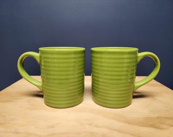 Vintage Green Coffee Mugs Cups, Vintage Set of 2, Royal Norfolk