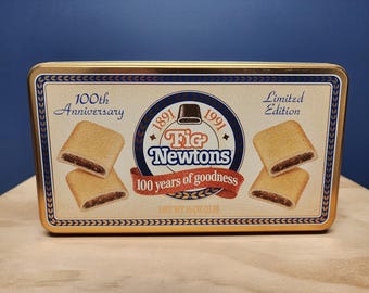 Vintage Tins - Fig Newtons Cookies - 1991 - 100th Anniversary - Retro Decor