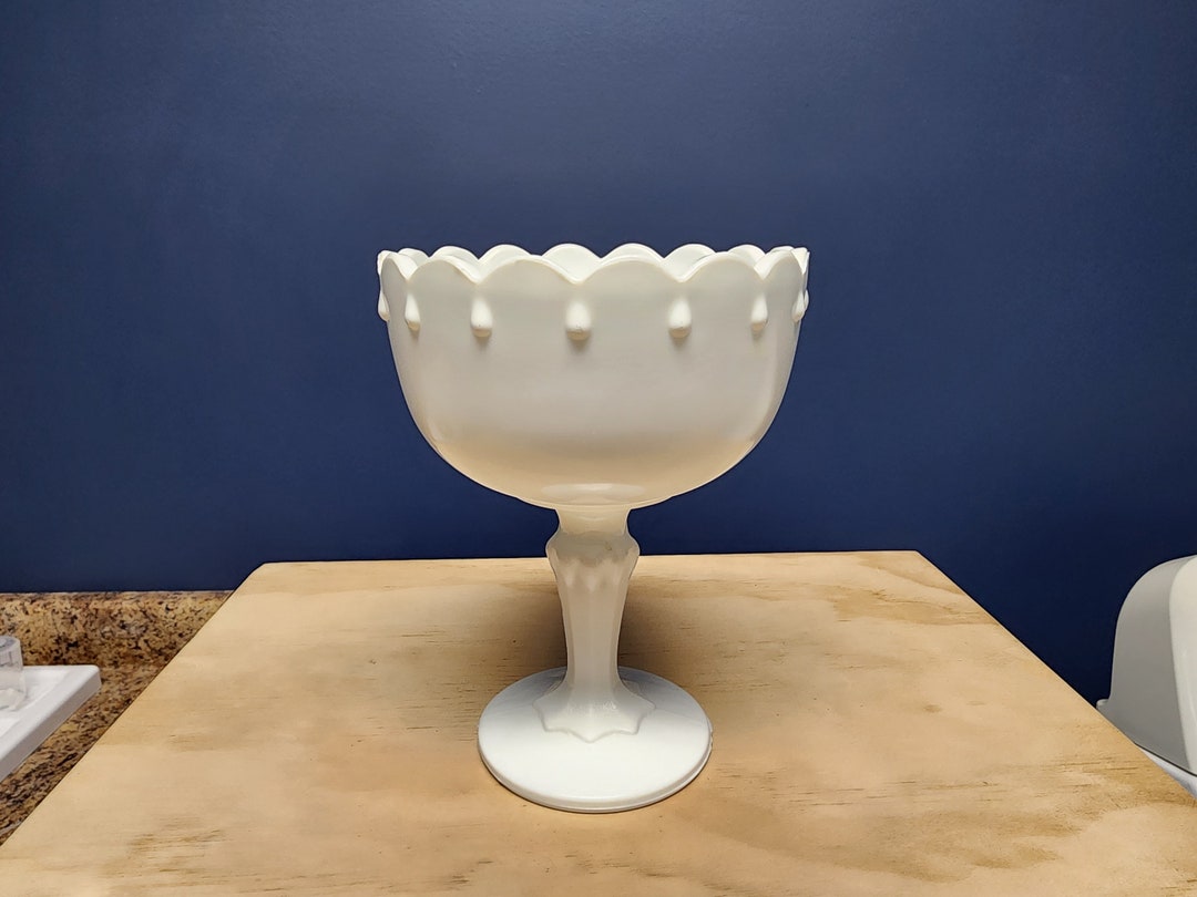 Vintage Milk Glass Compote Bowl Pedestal Bowl by Indiana Glass in