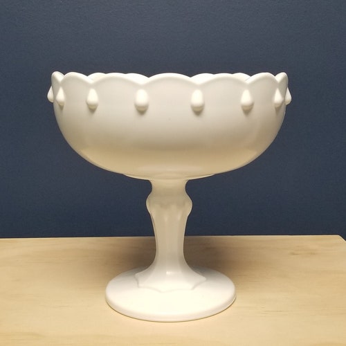 Vintage Milk Glass Compote Bowl Pedestal Bowl by Indiana Glass Etsy