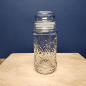 Vintage Glass Canister with Lid, Planter&#39;s Peanuts Jar, 1982, Anchor Hocking