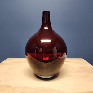 Ruby Red Art Glass Vase: Hand Blown Flower Display