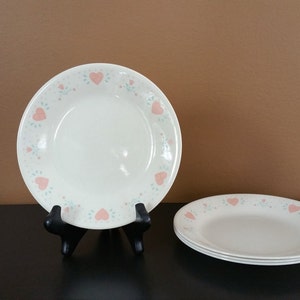 Corelle Forever Yours Bread Plates: Set of 4 Heart Plates