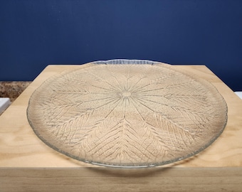 Arcoroc Platter, Large Clear Glass Serving Tray, Country Wheat Pattern, Vintage 13 Inch Plate