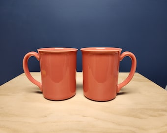 Vintage Corning Salmon Pink Coffee Mugs - Set of 2