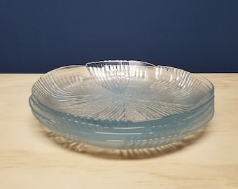 Vintage Libbey Glass Salad Plates: Pinwheel Flower Duratuff, Set of 4