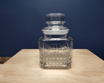 Vintage Koeze Glass Canister, Waffle Pattern Kitchen Storage Jar