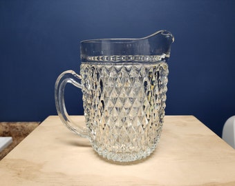 Vintage Indiana Glass Diamond Point Pitcher: Heavy Lemonade Server