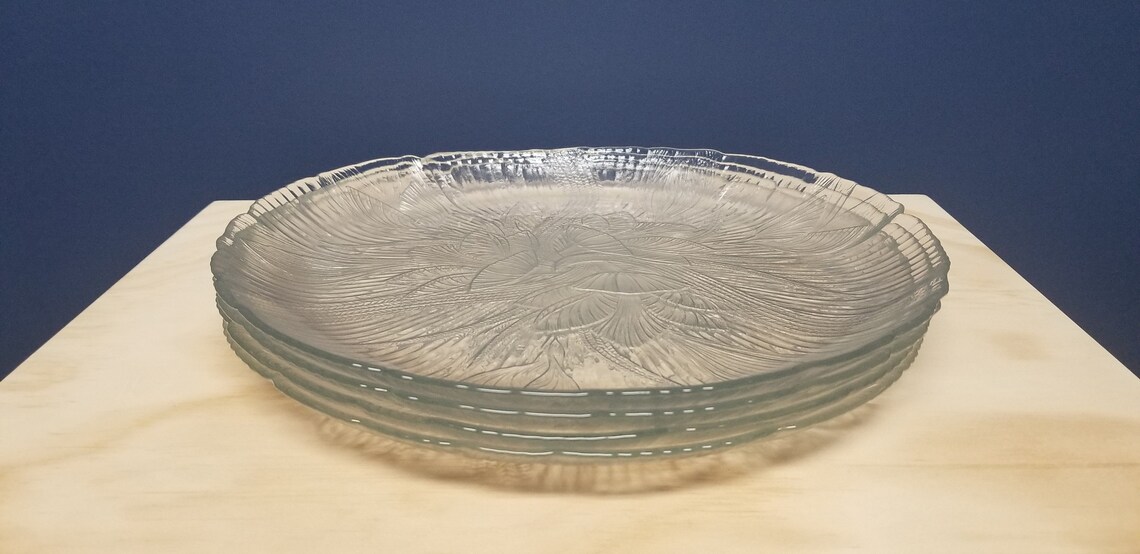 Arcoroc Canterbury Crocus Glass Dinner Plates Embossed Floral Etsy